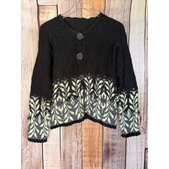 Dale of Norway Sweaters - Dale of Norway Cardigan Sweater Vintage Nordic Fair Isle Black Gray Scandinavian